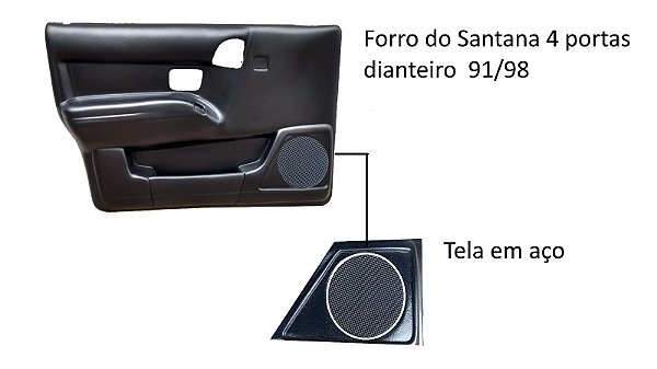 Kit forro Santana 4 portas dianteiro e traseiro vidro elétrico cor preta 92/98