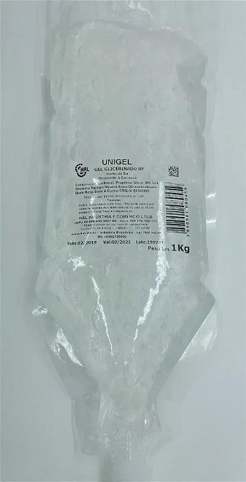 Gel Glicerinado Para Radiofrequência, Unigel, 1kg, Bag