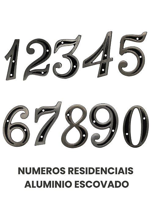 NÚMERO RESIDENCIAL DE ALUMÍNIO ESCOVADO 11,9x10cm