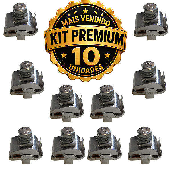 GRAMPO TAPIT PARALELO BIMETALICO 10mm A 1/0 AWG - KIT COM 1O UNIDADES