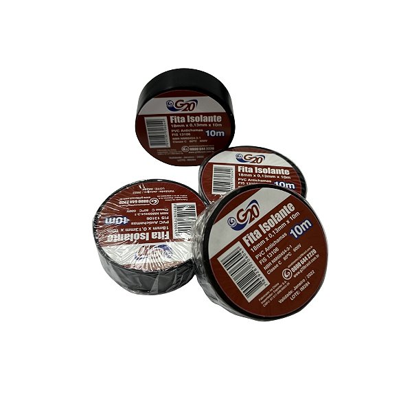 FITA ISOLANTE G20 - 18mm X 0,13mm / 10 METROS - KIT COM 10 UNIDADES