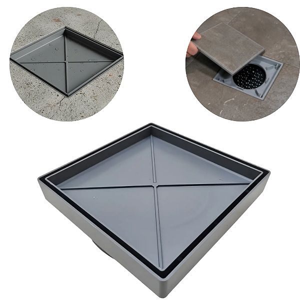 10 Ralos Oculto Invisível 10x10 Cinza Claro - Anti Odor
