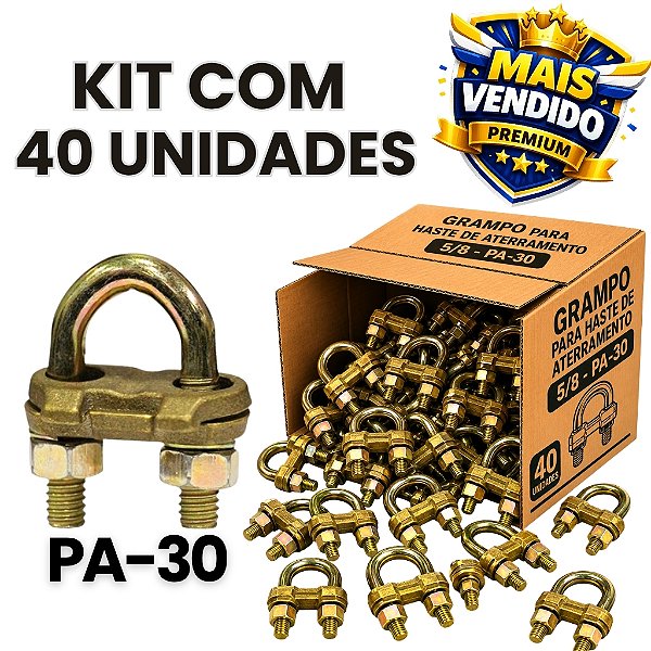 Kit 40 Conectores GTDU PA30 5/8 para Haste de Aterramento
