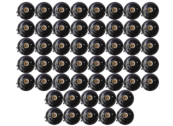 Kit 50 Plafons Plafonier Redondos PRETO E27 com Bocal de Porcelana 100W