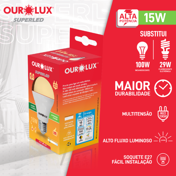 KIT 10 Lâmpadas 15W 6500K Branco Frio 110/220v Nota Fiscal