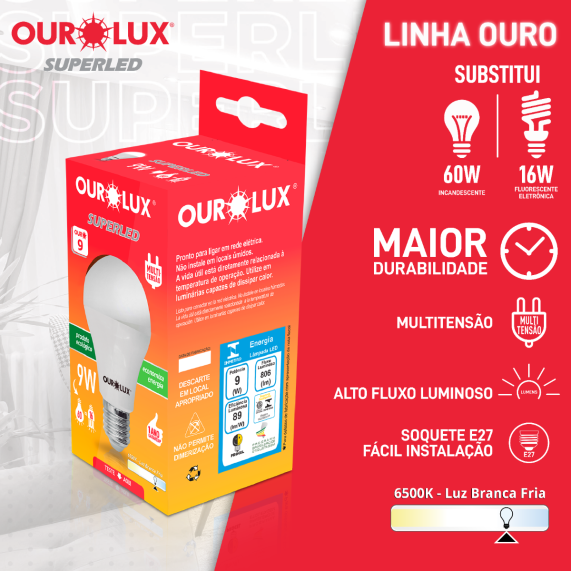 KIT 10 Lâmpadas 9W 6500K Branco Frio 110/220v Nota Fiscal