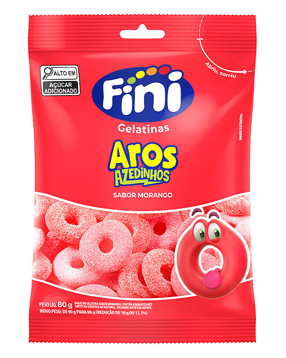 Aros de Morango Azedinhos 80g - Fini