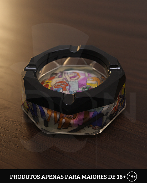 Cinzeiro Resina Octagonal - Ilustrado