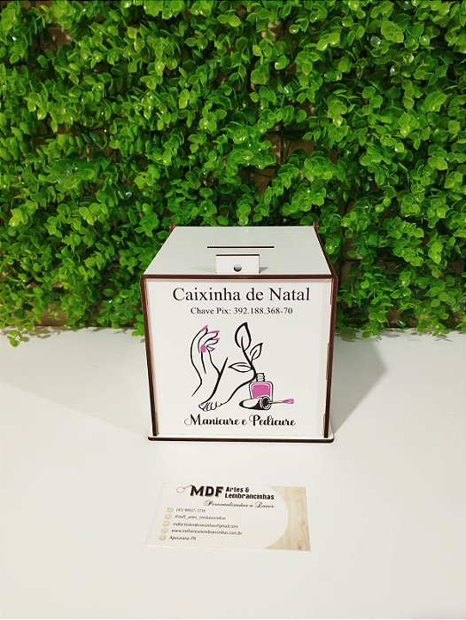 Caixa Cofre Urna 13º da manicure, cabeleireira, esteticista 12x12x12xm