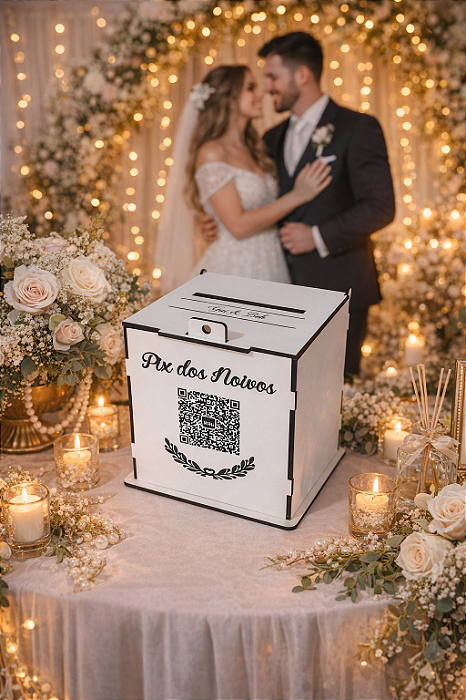 Urna Pix dos Noivos 15x15x15cm