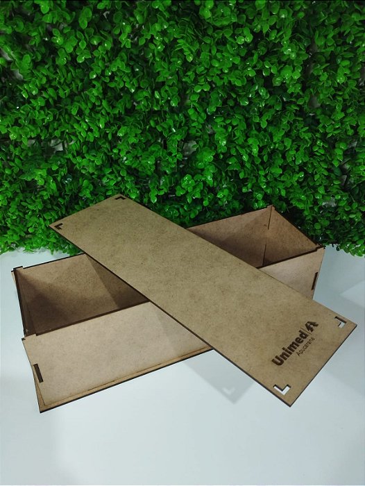 Caixa de Vinho com tampa em mdf cru 3mm 35x11x10 cm