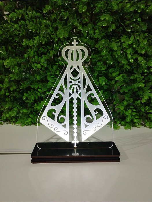 Luminária personalizada com led branco Nossa Senhora Aparecida