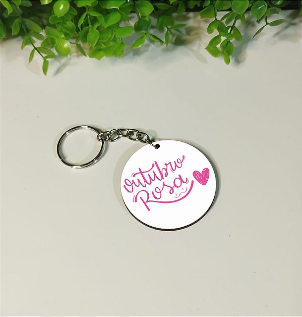 Chaveiros em mdf personalizado Outubro Rosa (Modelo 2)