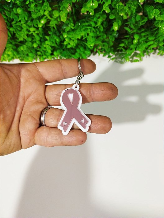 Chaveiro acrilico Outubro Rosa personalizado a laser