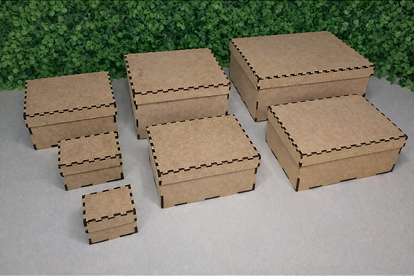 Caixa com Tampa em MDF cru/branco 3mm personalizada a laser