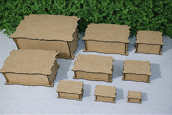 Caixa com Tampa Articulada em MDF cru/branco 3mm personalizada a laser