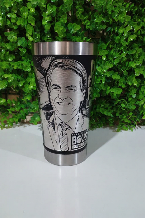 Copo Térmico 473 ml personalizado a laser 360° Bolsonaro