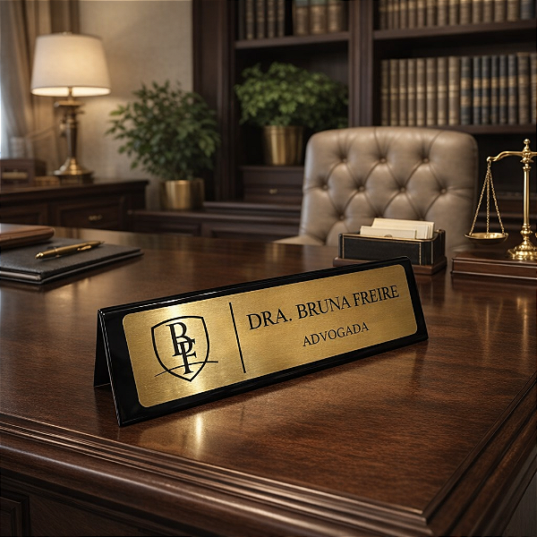 Placa de Identificação para Mesa Dourado-Preto