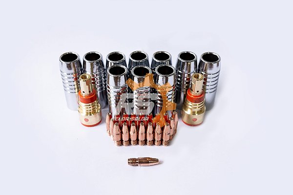KIT BOCAL CONICO ALETADO 16MM + DIFUSOR DE GÁS ISOLADO + TUBO DE CONTATO 0,8MM MOD. OXIMIG