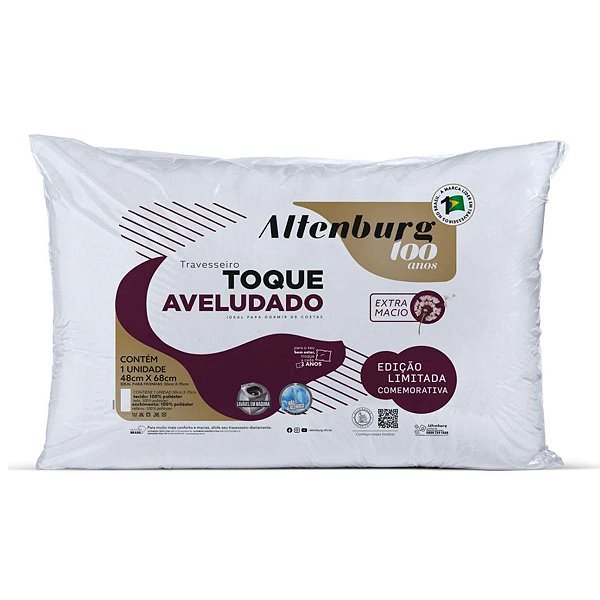Travesseiro Toque Aveludado Branco 48 x 68 cm Edição Limitada - Altenburg