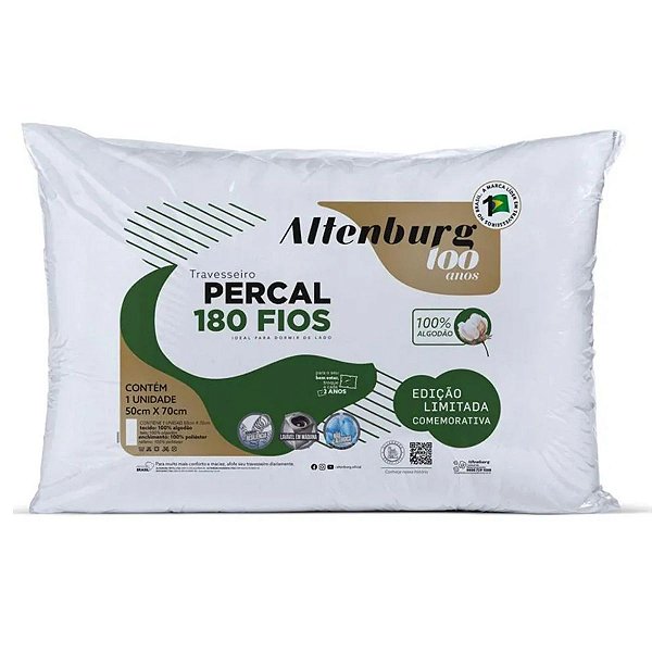 Travesseiro Percal 180 Fios Edição Limitada 50cm x 70cm