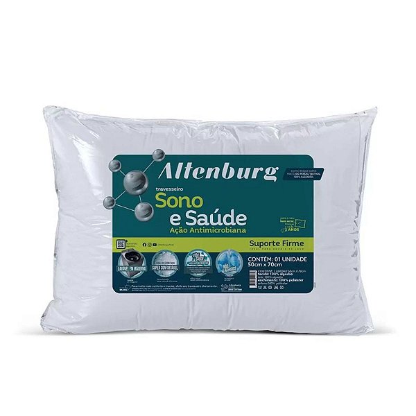 Travesseiro Sono e Saúde Branco 50cm x 70cm - Altenburg