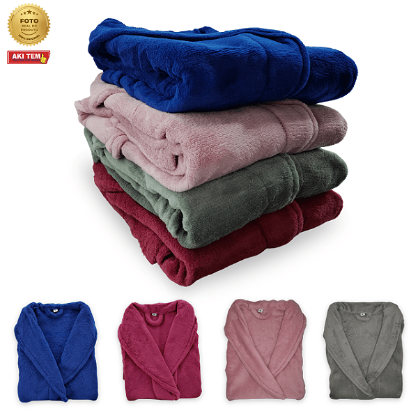 Roupão Adulto Unissex Microfibra Home Design Corttex - Várias Cores