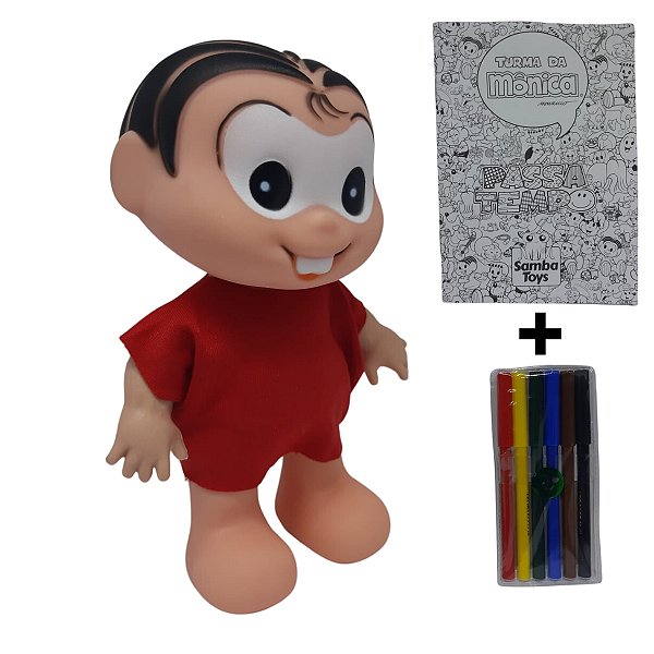 Boneca Mônica Turma Da Mônica Original + Livro e Canetinhas Para Colorir - Samba Toys