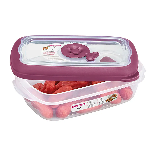 Conjunto 3 Potes Herméticos Retangulares Sanremo Roxo e Azul
