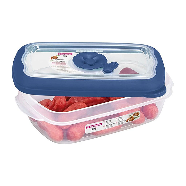 Conjunto 3 Potes Herméticos Retangulares Sanremo Roxo e Azul - Azul