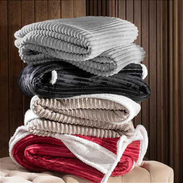 Cobertor Casal Liso Sherpa Várias Cores - Corttex