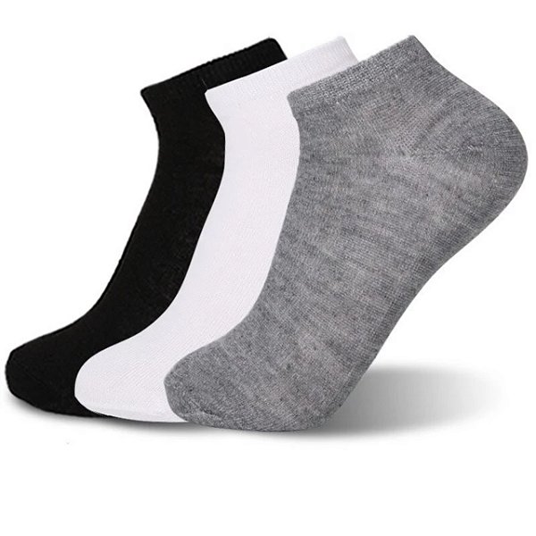 Kit Meia Cano Curto 3 Pares Adulto