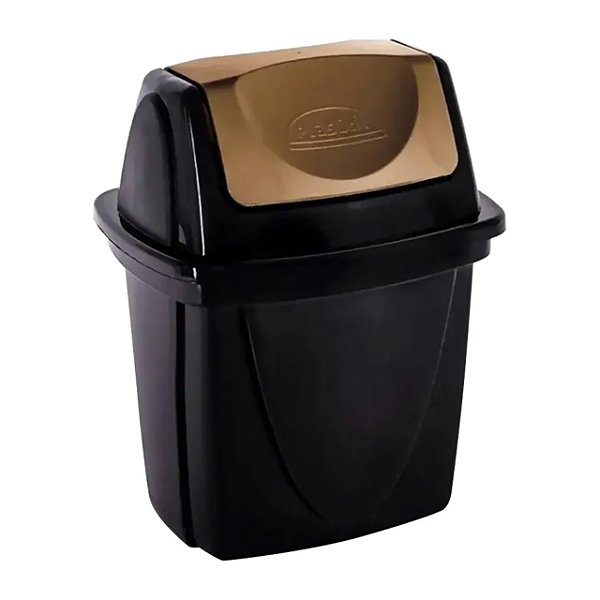 Lixeira De Pia Basculante 4,9lt Preta Plasutil- Ecoblack