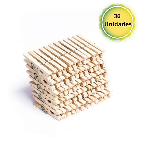 Prendedor de Roupas de Madeira 36 unidades Madeira Ecológica