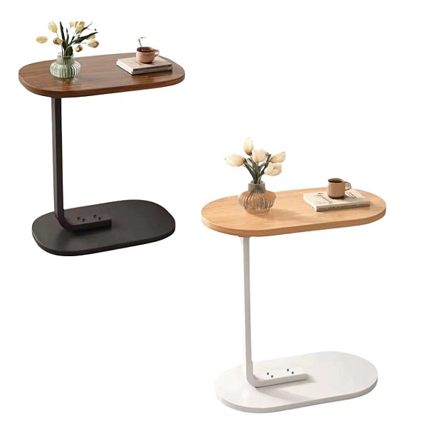 MESA DE APOIO LATERAL ESTILO INDUSTRIAL EM  MDF E FERRO