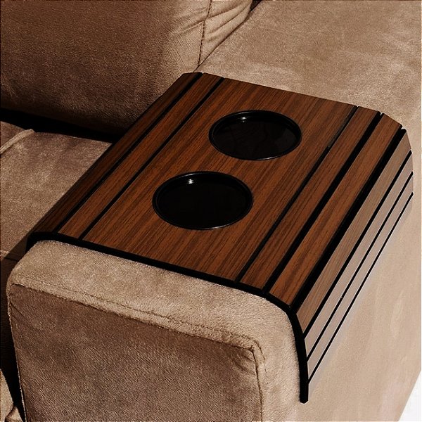 Esteira Flexivel c/ Porta Copos Para Sofá Marrom