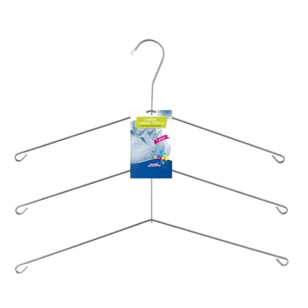 Cabide Camiseiro Triplo Cromado Individual