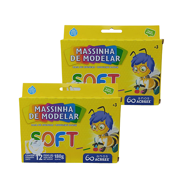 massinha de modelar com 12 un 180gr soft