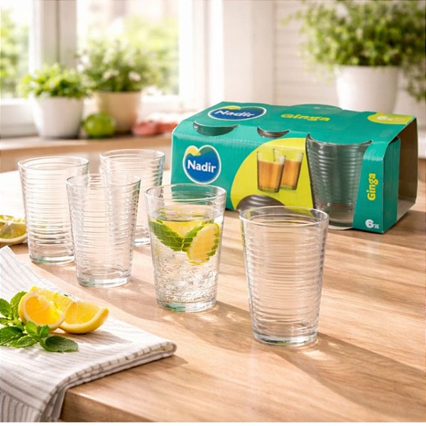 Conjunto 6 Copos P/ Agua 280ml Nadir