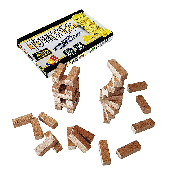 Jogo De Equilíbrio Jenga Torremoto Com 36 Peças De Madeira