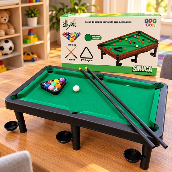 Brinquedo Mesa De Sinuca c/ Acessórios Mesa Bilhar