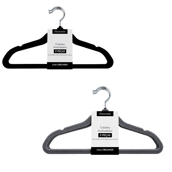 Kit Com 3 Cabide Aveludado Conjunto Cabide RioHome