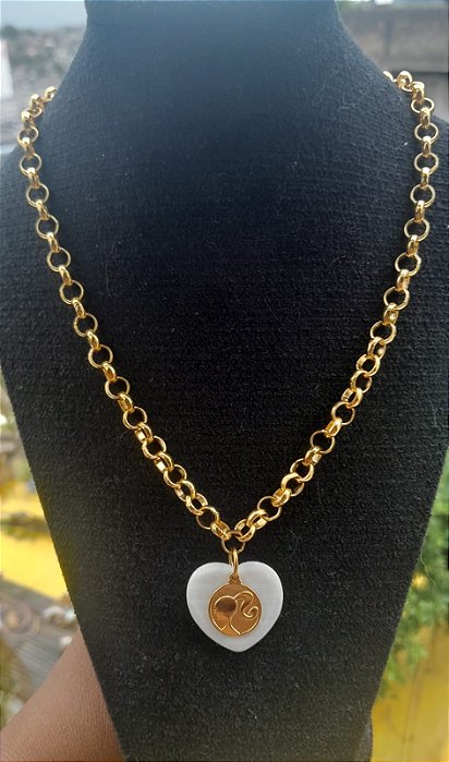 Cordão Elo Grosso Pingente Barbie Folheado Ouro Antialérgico