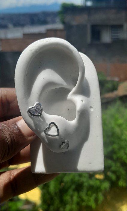 Cartela Trio Brinco Aço Inoxidável Hipoalérgico