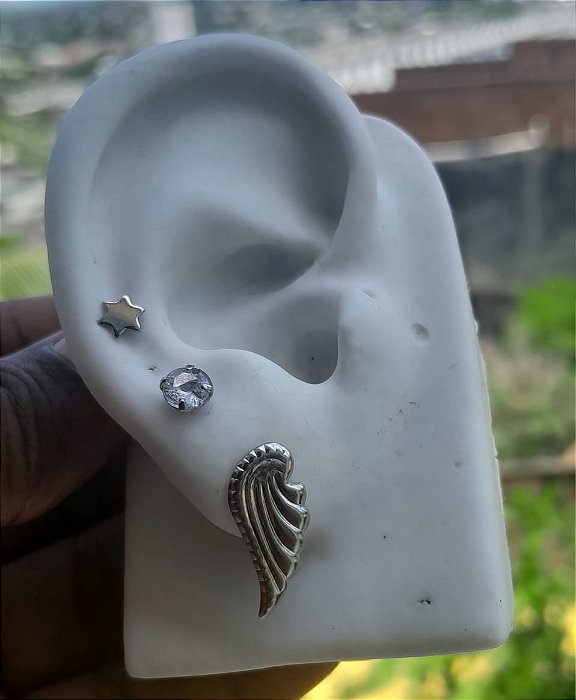 Cartela Trio Brinco Aço Inoxidável Hipoalérgico