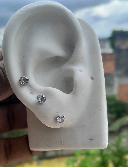 Cartela Trio Brinco de Aço Inoxidável – Hipoalérgico