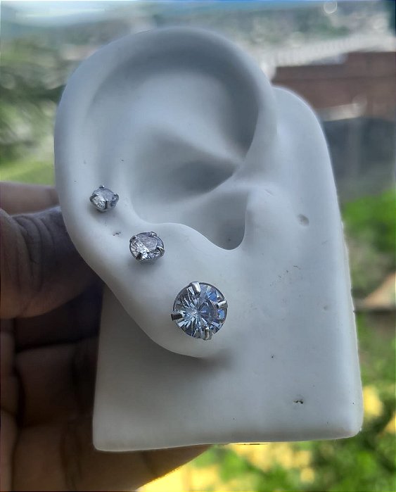 Cartela Trio Brinco de Aço Inoxidável – Hipoalérgico