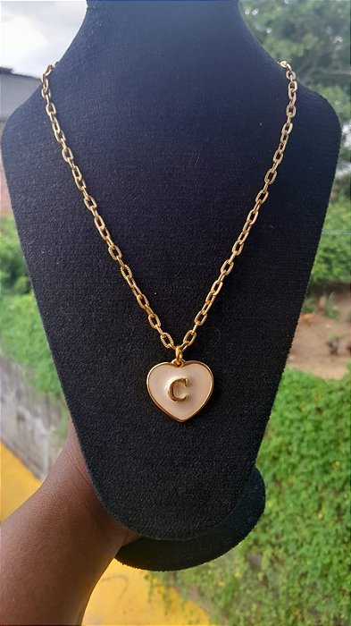 Cordão Elo Grosso Folheado com Letra Inicial (A-Z)