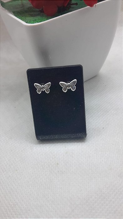 Brinco  Borboleta Banhado Prata Antialérgico