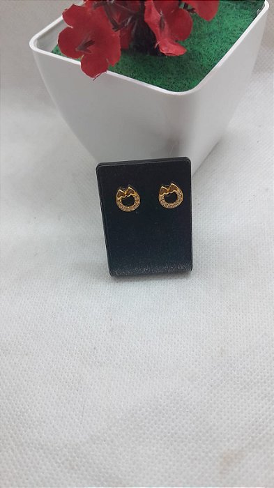 Brinco Arco Zircônia Corações Banhado Ouro
